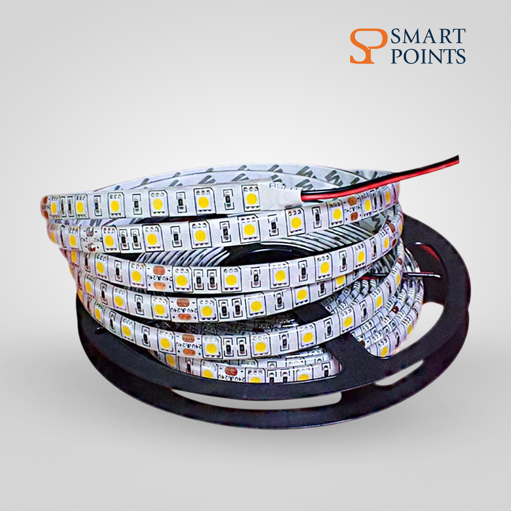   شريط إضاءة LED 5050 – مرن وعالي السطوع (12 فولت، بطول 5 أمتار، ألوان متعددة) 