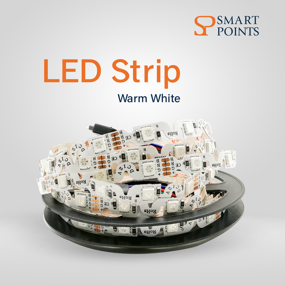   شريط إضاءة LED متعرج – مرن 12 فولت (5 أمتار، أبيض / أبيض دافئ) 