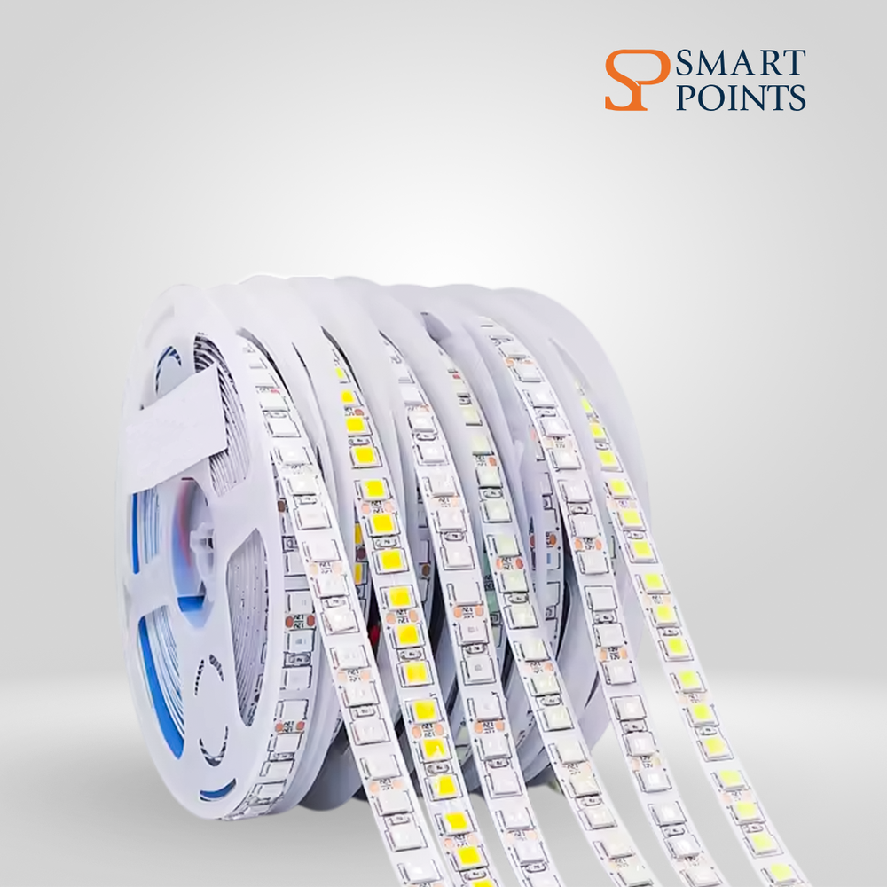   شريط إضاءة LED 5050 – مرن وعالي السطوع (12 فولت، بطول 5 أمتار، ألوان متعددة) 