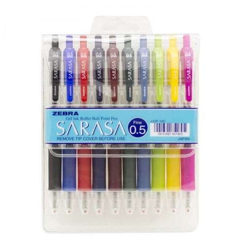 طقم 10 أقلام حبر ساراسا من زيبرا 0.5mm
