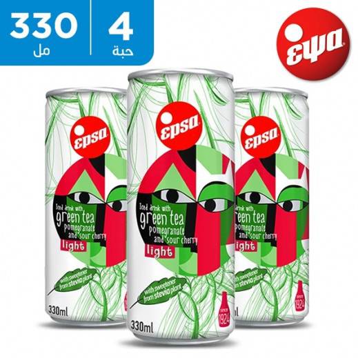 إبسا - شاي أخضر منعش مع الرمان وعصير الكرز 4 × 330 مل
