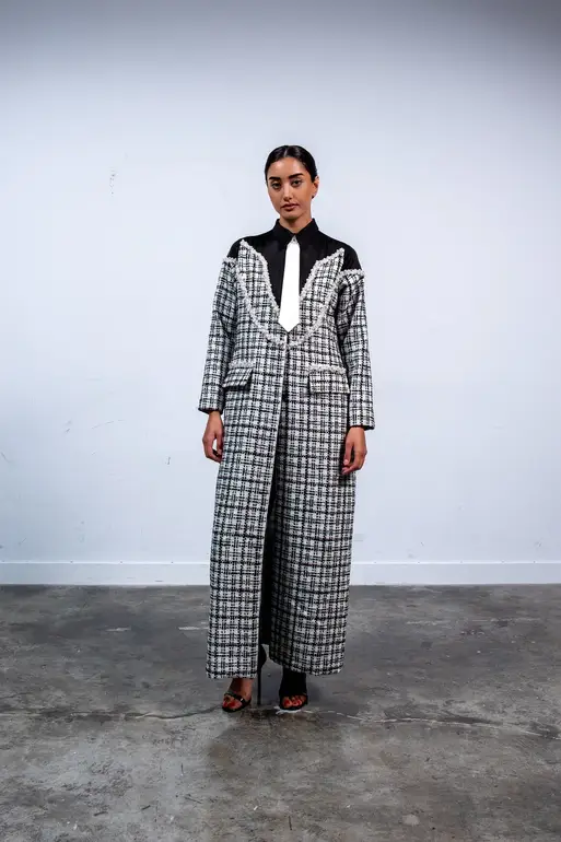 Dual Authority Coat - XL - Monochrome Grid (Black & White Check)