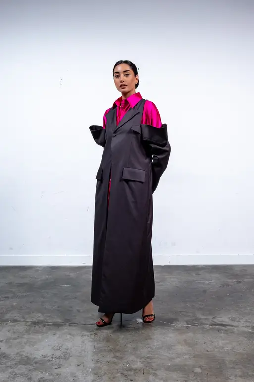 Binary Authority - M - Charcoal Grey with Fuchsia
