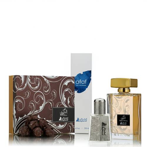 طقم هدايا 2 (بخاخ شروق + بخور شروق + عطر مسك 6مل + عطر منزل العفاف)