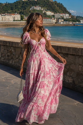 Adoro Pink Fresella Linen Dress