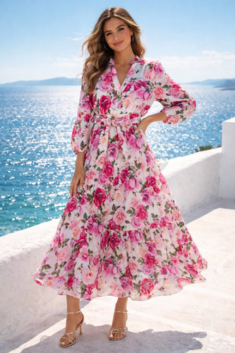Roses Monaco Linen Dress