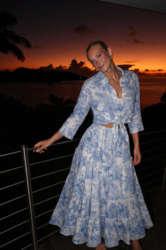Côte d’Azur Sky Toile Linen Set
